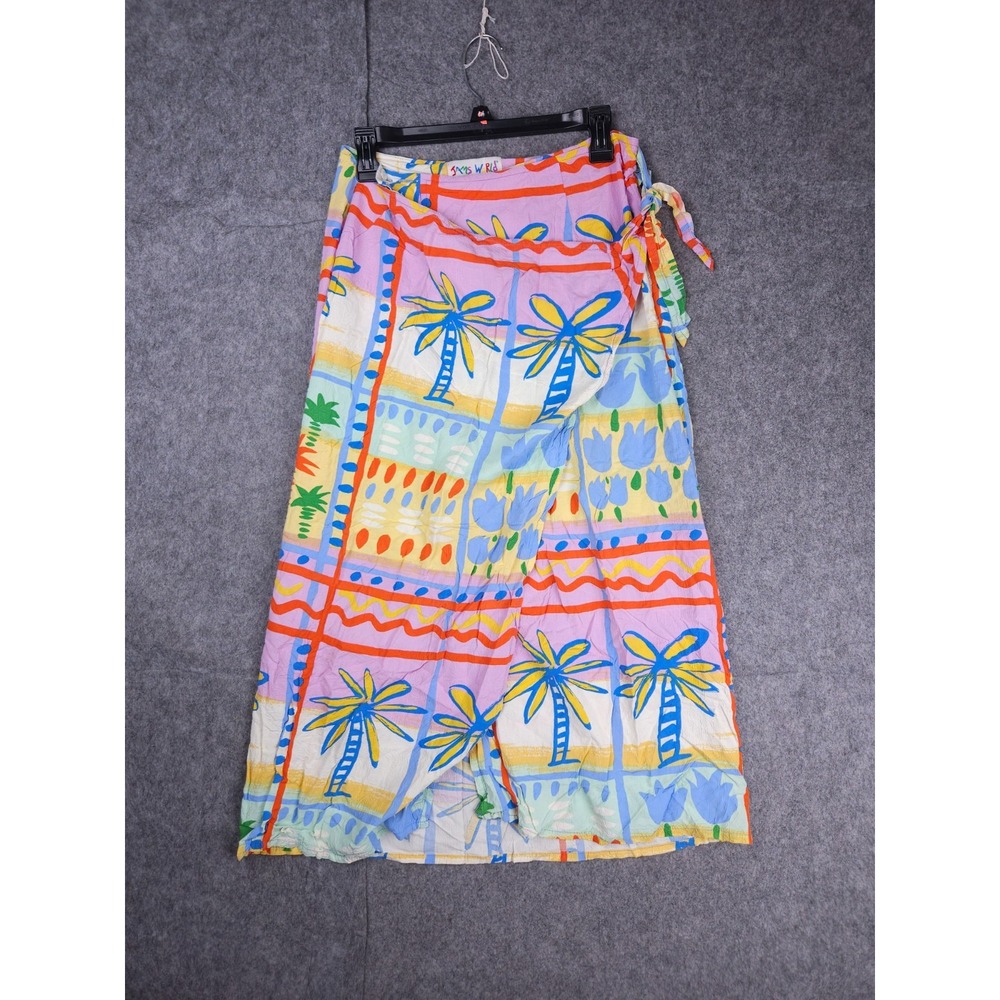 Jams‎ World Maxi Skirt Women's Large Long Length Floral Abstract Tie